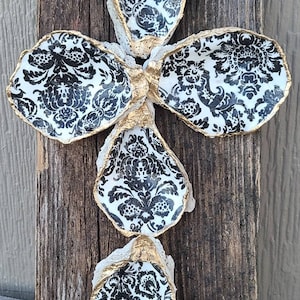Driftwood oyster shell cross
