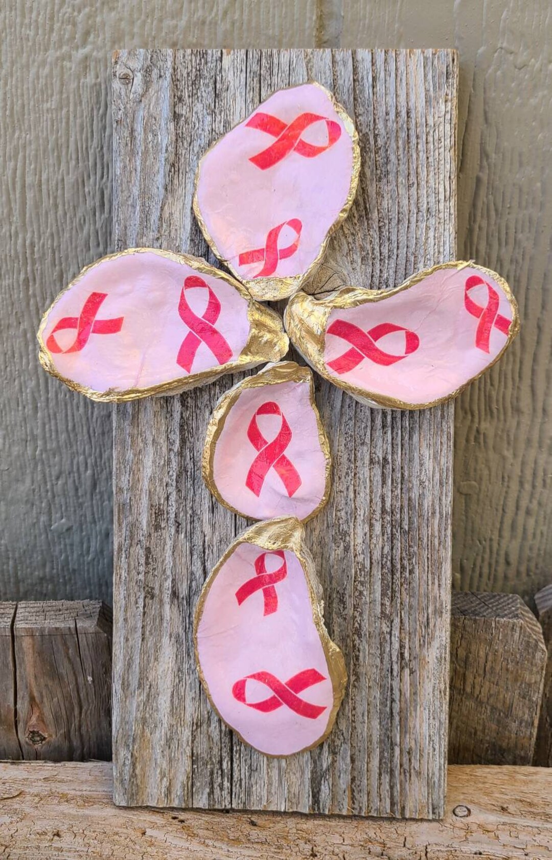 Oyster Shell Cross, Breast Cancer Awareness Etsy
