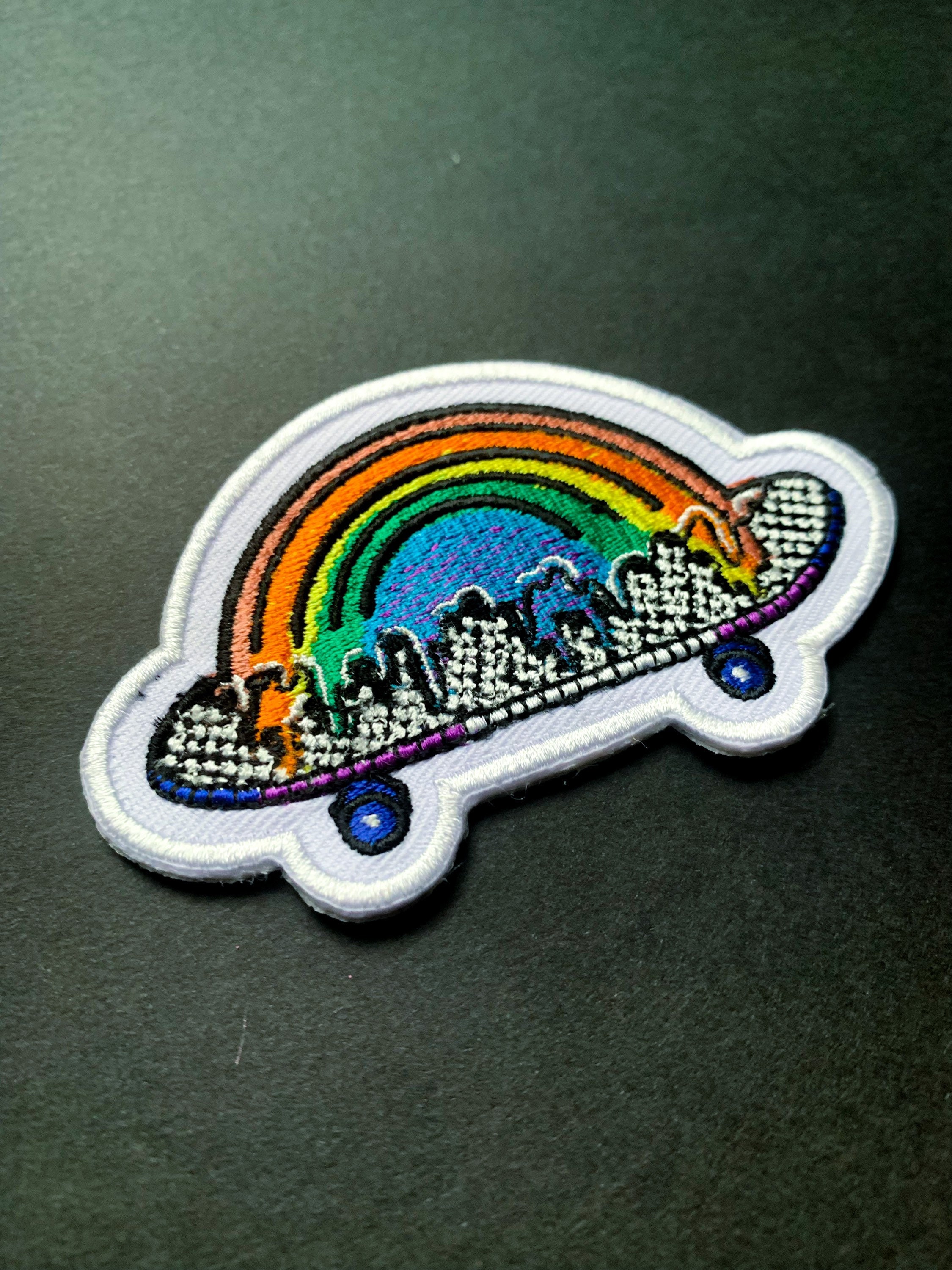 Skateboard Rainbow Drip Iron on Patch Skateboard Patch Etsy