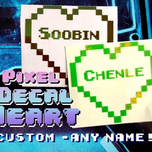 Custom Pixel Heart Decal - Choose any Name!