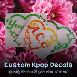 Custom Sparkly Heart Kpop Decal - Choose any Name!