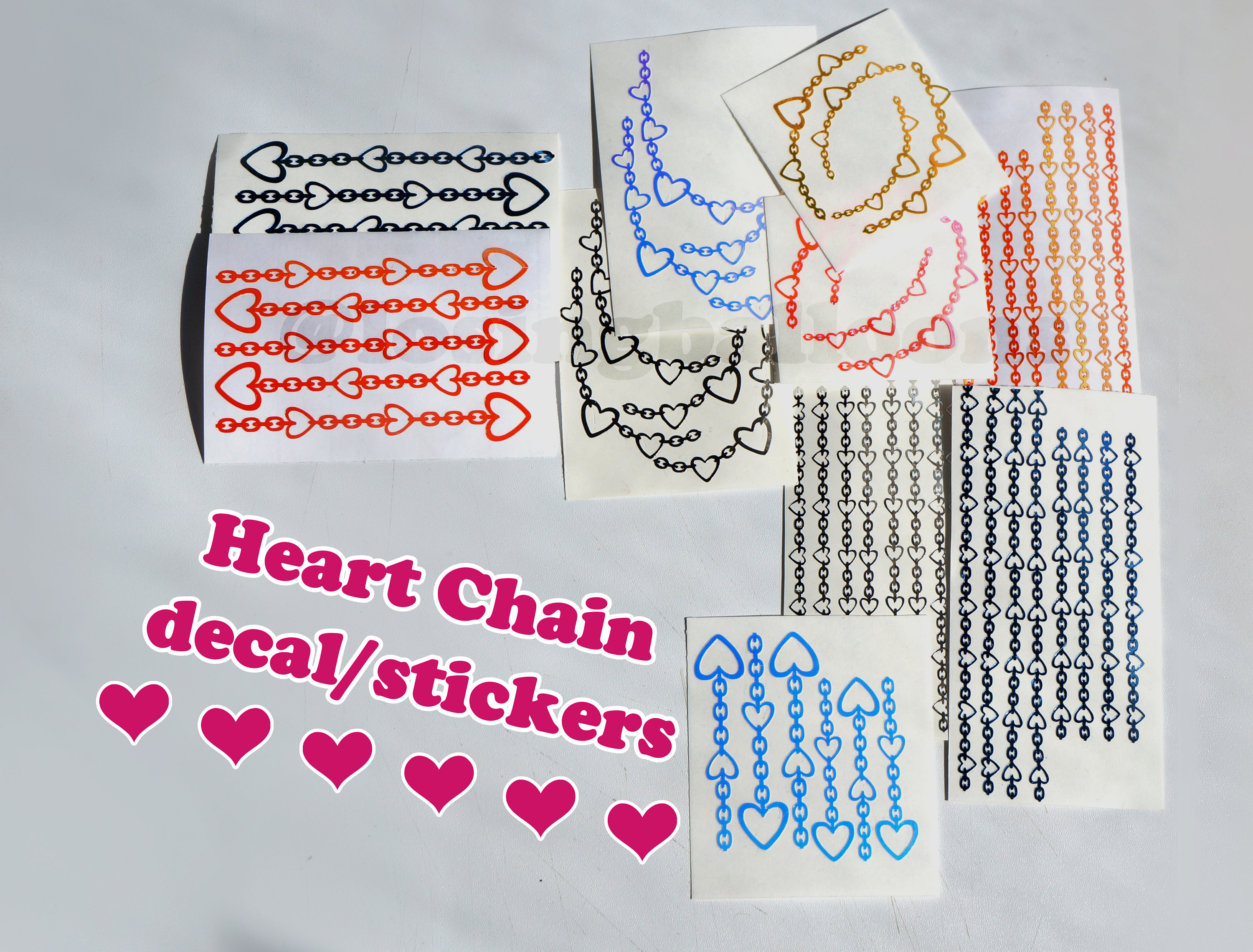 Heart Chain Link decal / stickers for polco, bujo, toploaders etc. de…