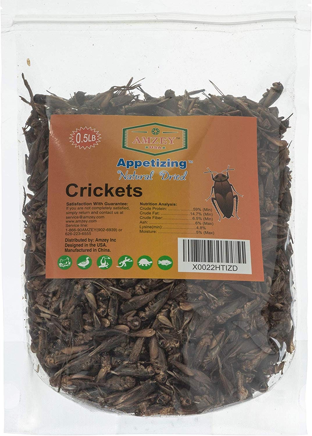 Dried Crickets Food 0.5 LB for Bearded Dragons, Wild Birds, Chicken