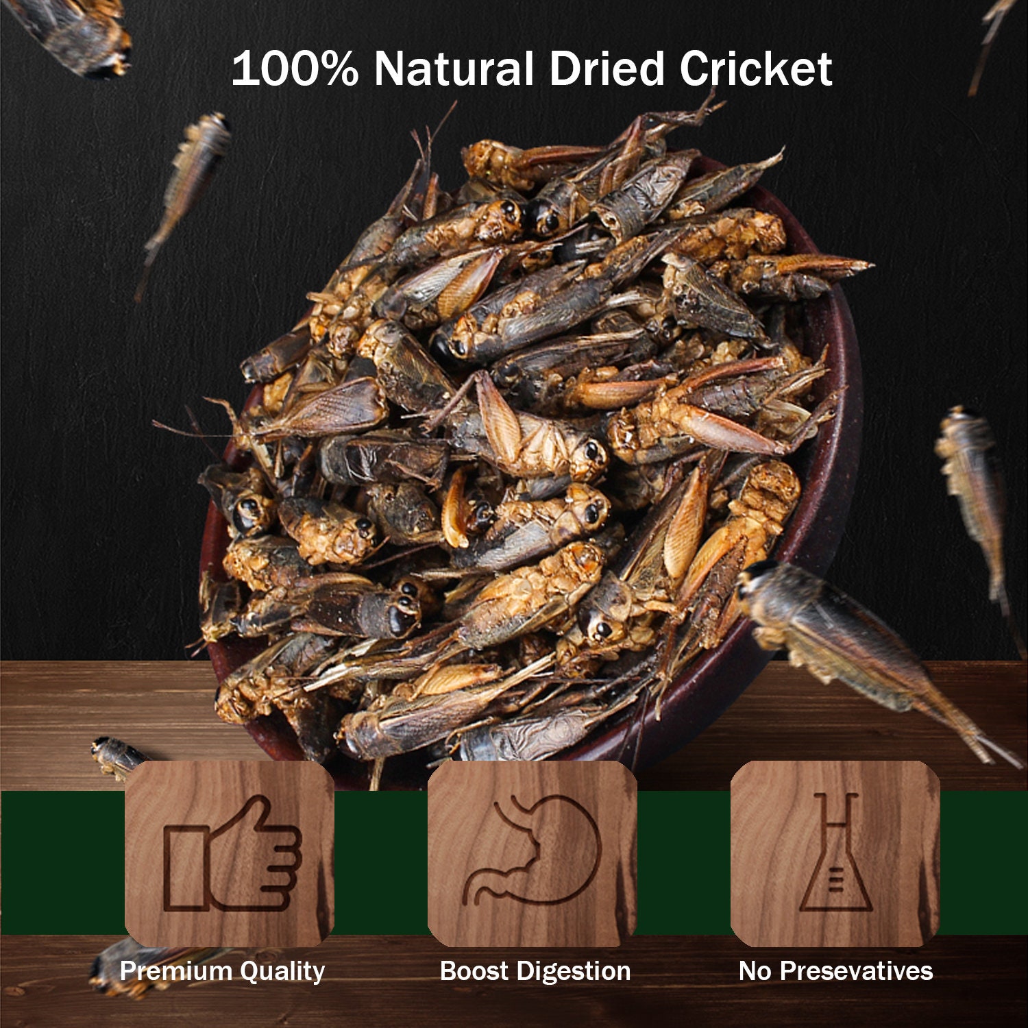 Dried Crickets Food 0.5 LB for Bearded Dragons, Wild Birds, Chicken