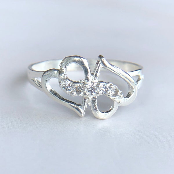 Heart ring, double heart ring, promise ring, friendship ring, gift for her, bridesmaid gift, girlfriend ring, cute ring, unique ring, silver