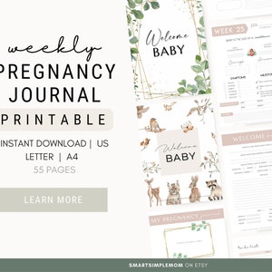 PREGNANCY JOURNAL PRINTABLE Weekly Pregnancy Printable Pregnancy Tracker Digital Pregnancy Journal Pregnancy Tracker Pregnancy Gift Idea