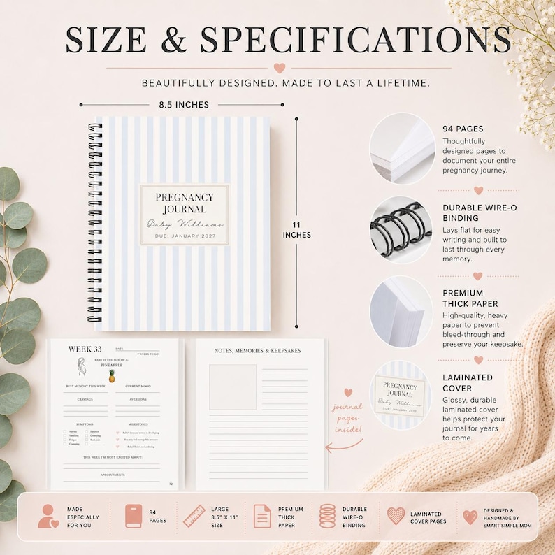 Personalized Pregnancy Journal | Weekly Keepsake for Expecting Moms image 10
