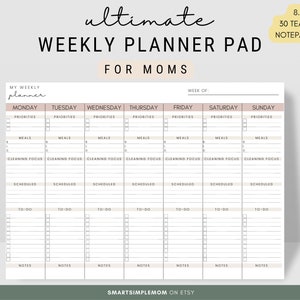 WEEKLY PLANNER PAD for moms Undated Planner Weekly Desk Pad Productivity Planner Mom Planner Weekly Notepad Get it All Done Planner Weekly image 1