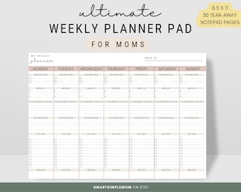 Weekly Planner Pad for Moms: Undated, 30 Tear-Away Pages