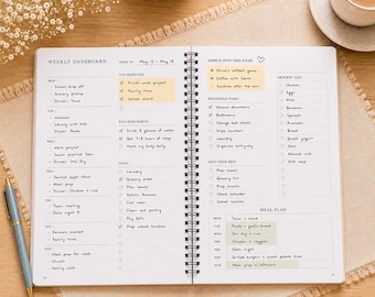 Personalized Mom Planner | Weekly Monthly Organizer | Custom Name Cover | Stay at Home Mom
