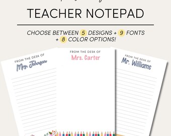 Personalized Teacher Notepad: Custom Stationery Gift