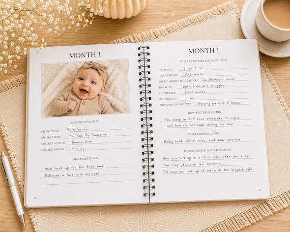 Personalized Baby Memory Book | First Year Keepsake Journal, Pregnancy Gift