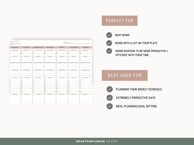 WEEKLY PLANNER PAD for moms Undated Planner Weekly Desk Pad Productivity Planner Mom Planner Weekly Notepad Get it All Done Planner Weekly image 6