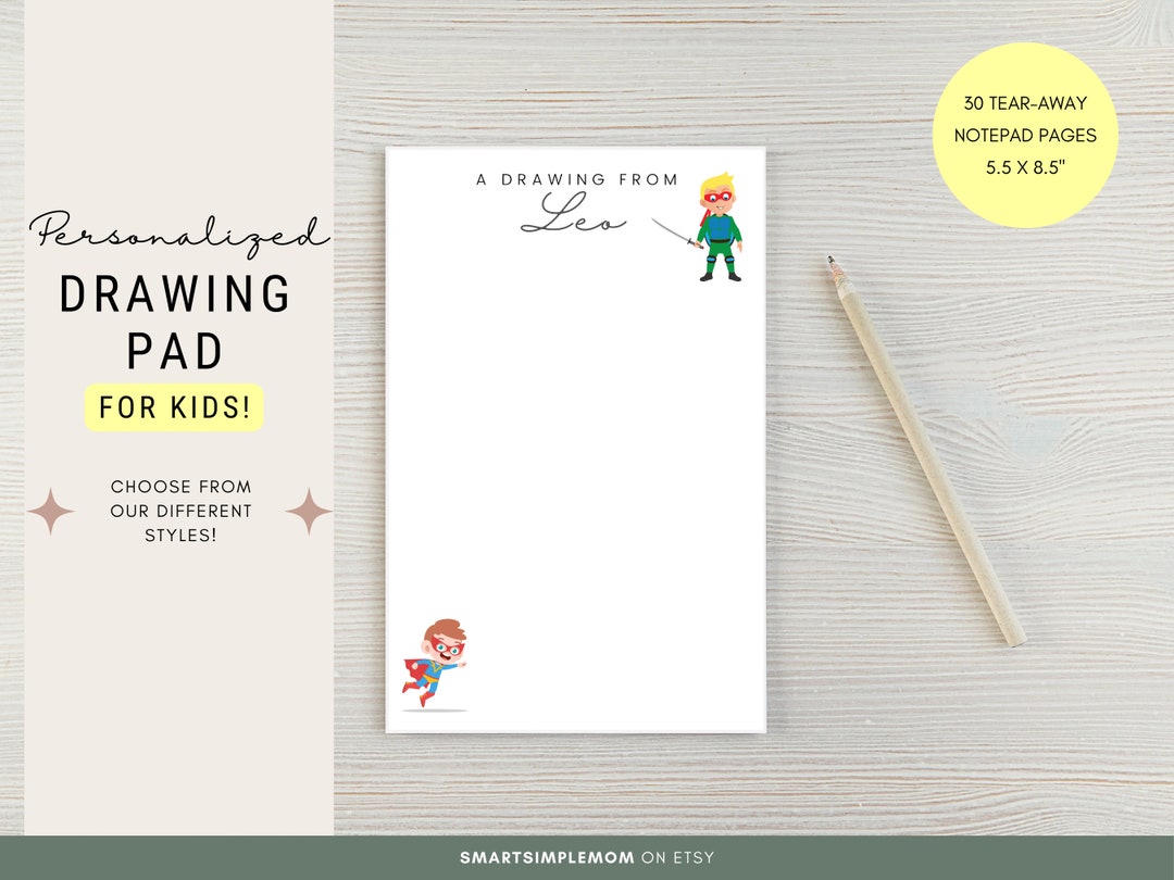 PERSONALIZED NOTEPAD for Kids Drawing Pad Custom Notepad Gift for