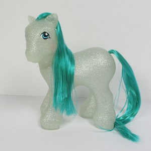 HQG1C Sparkle Big Brother Gusty Green Hair BOY BLANK G1 Pony - Classic Style Glittering Silver White Toy For Retro Customization