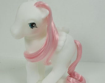 HQG1C White Pegasus Pink Hair BLANK G1 Pony - Classic Style Matte White Toy For Retro Customization