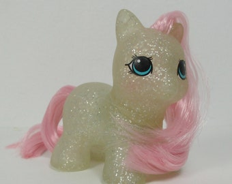 Little Pony Baby BLANK Pink Hair Tiny HQG1C Teeny Silver Sparkle Glitter Classic 1980s Style Small Cute 2 Inch Toy for Customization