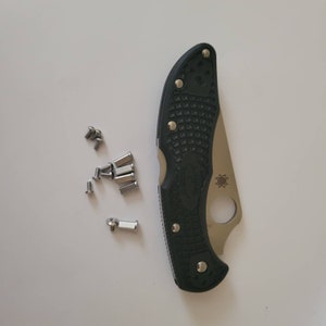 Spyderco C11 Delica Custom silver screws and pivot screw kit