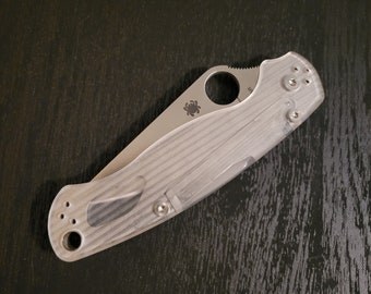 Spyderco C81  PM2 Paramilitary 2 clear Acrylic Scales (for full liner cruwear) + pocket Clip