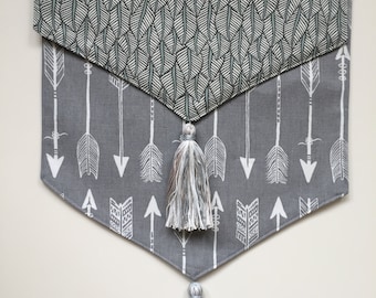 Table runner - handmade, double sided with tassels
