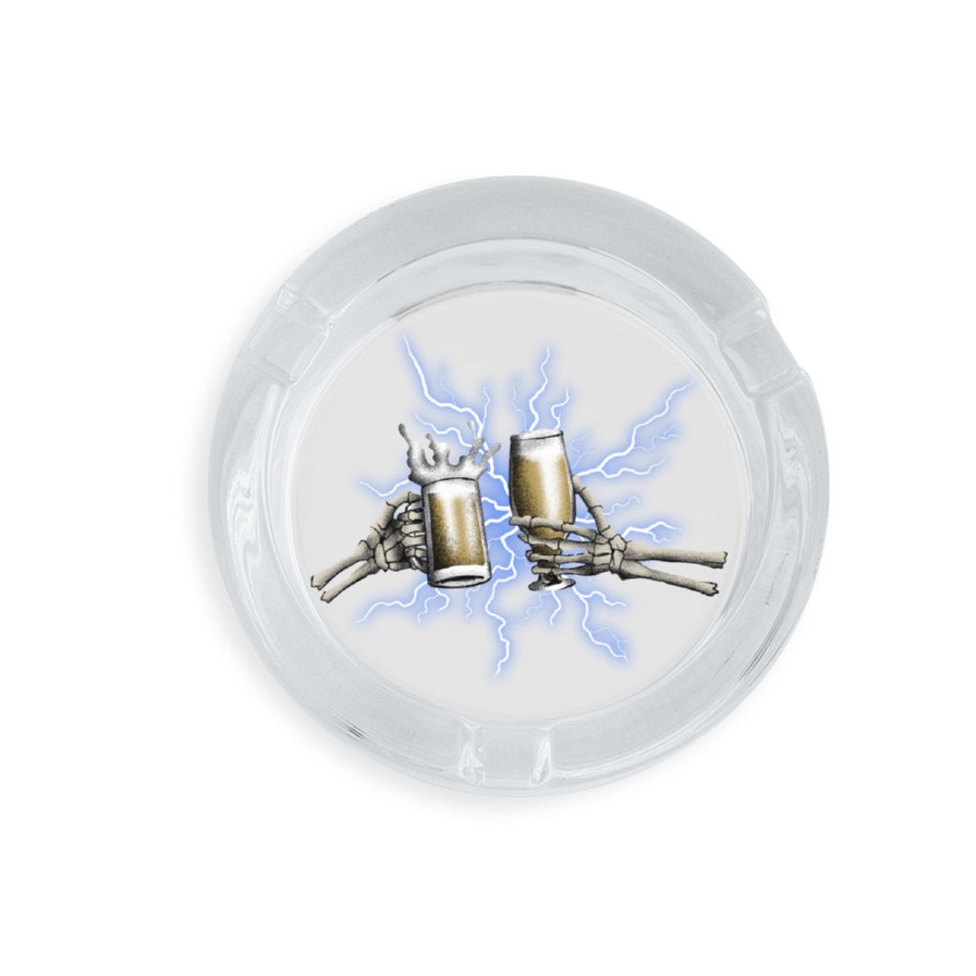 Cheers With Beers Grateful Dead Inspired Round Glass Ashtray With 3
