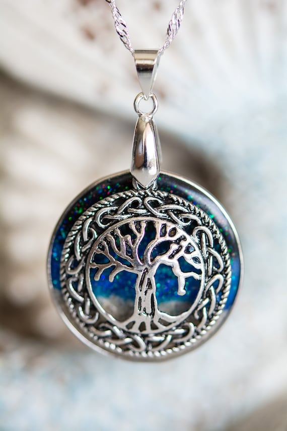 Tree of Life, Crescent Moon Earrings, Ash, Memorial jewelry, memory jewelry, DNA Jewelry, cremation jewelry