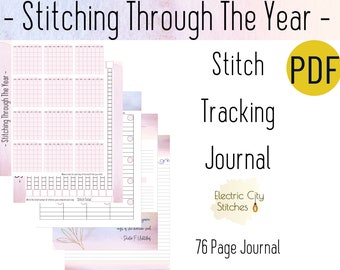 Stitch Tracking Journal. Undated PDF Planner Perpetual Journal. Downloadable Cross Stitch Knitting Crochet Diamond Painting Journal