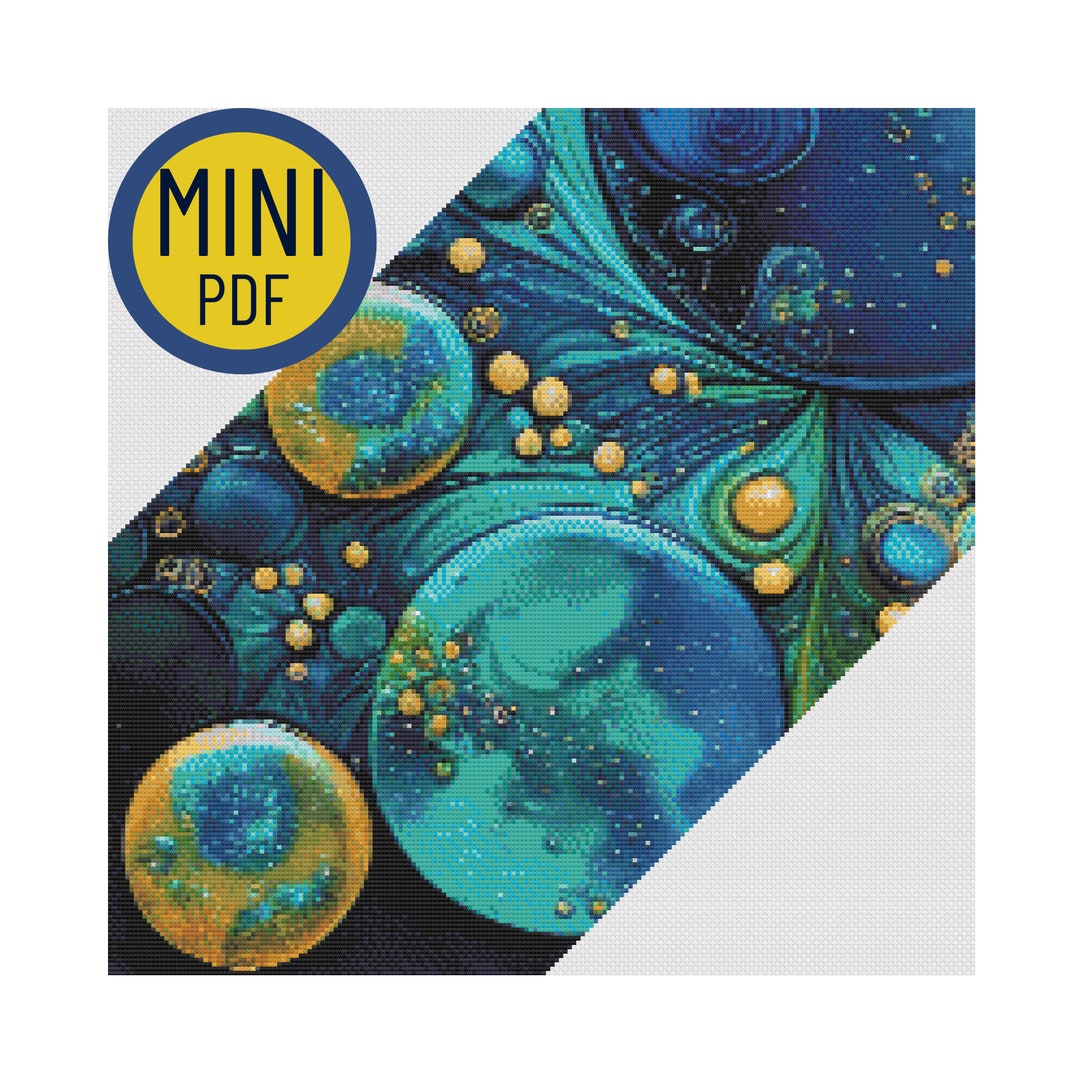 Aquatic Modern Mini Full Coverage Counted Cross Stitch Art PDF Instant ...
