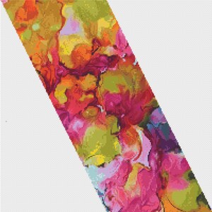 May include: Abstract art print with a diagonal design featuring vibrant colors like pink, yellow, orange, and green.
