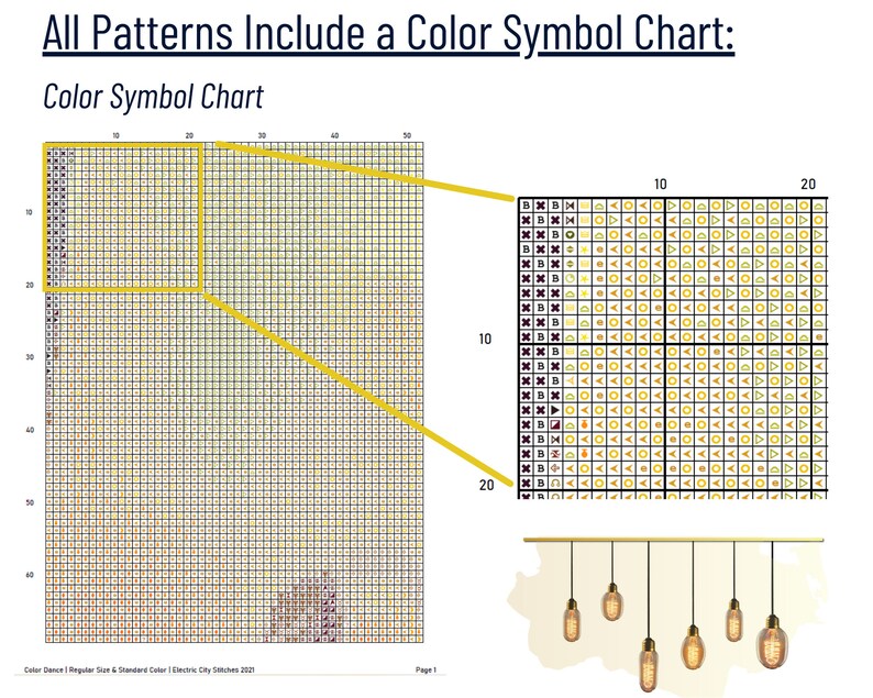 May include: A color symbol chart with a grid of 50 rows and 50 columns. Each cell contains a different color and symbol. The chart is labeled "Color Symbol Chart".