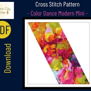 Color Dance. Full Coverage Counted cross stitch art PDF instant download contemporary modern crossstitch abstract cross-stitch small mini image 4