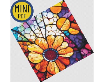 Dauntless Modern Mini Counted cross stitch PDF, full coverage, downloadable xstitch, modern crossstitch, abstract cross-stitch, download