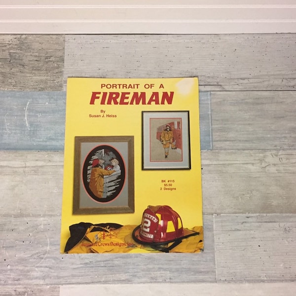 Portrait of a Fireman Cross Stitch Pattern Chart Leaflet, Susan J Heiss