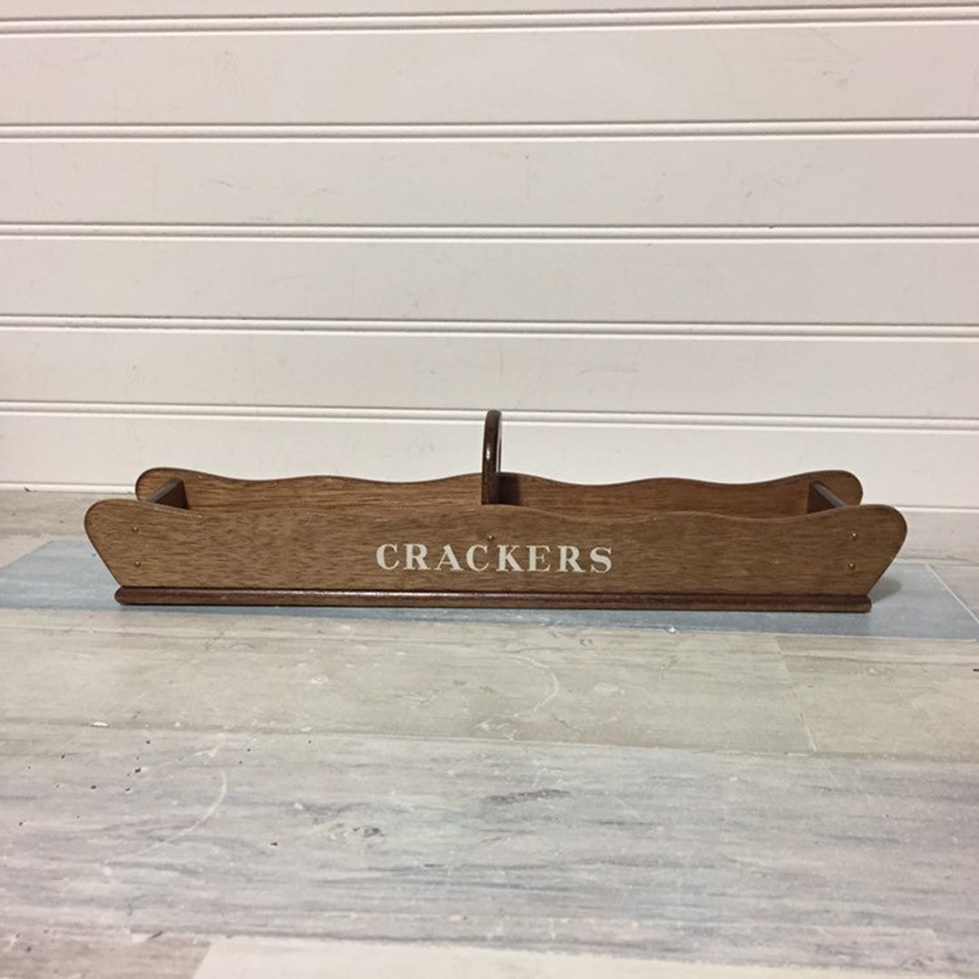 Vintage Wood Cracker Holder Serving Tray Etsy