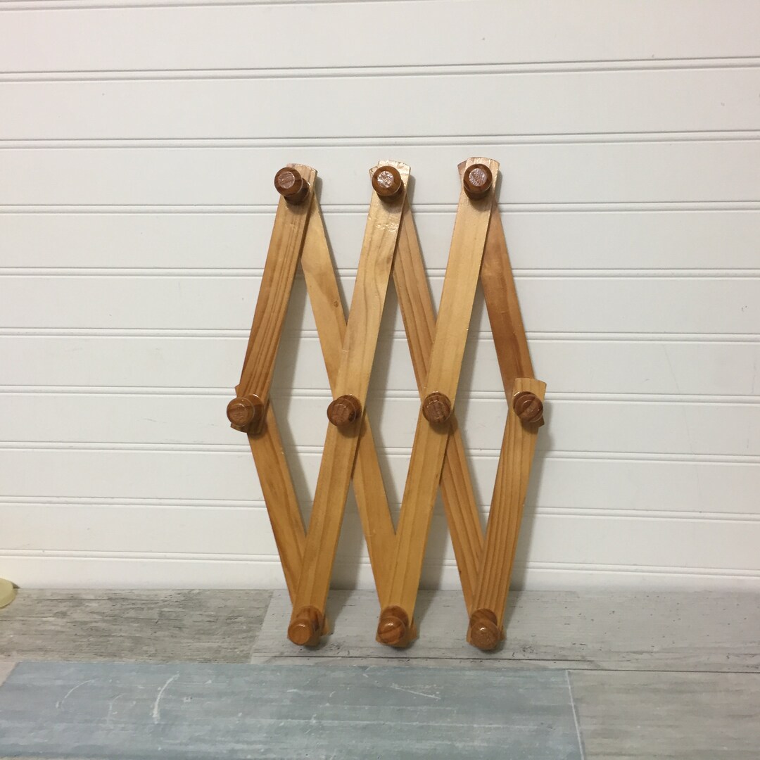 Wood Accordion Peg Wall Rack Holder Hat Scarf Organizer 10peg Hook