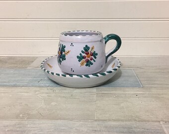 Talavera Spain Pottery Coffee Mug and Saucer Set