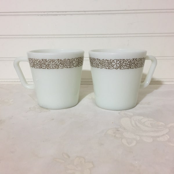 Pyrex Woodland Brown Coffee Mugs, Set of 2 Cups