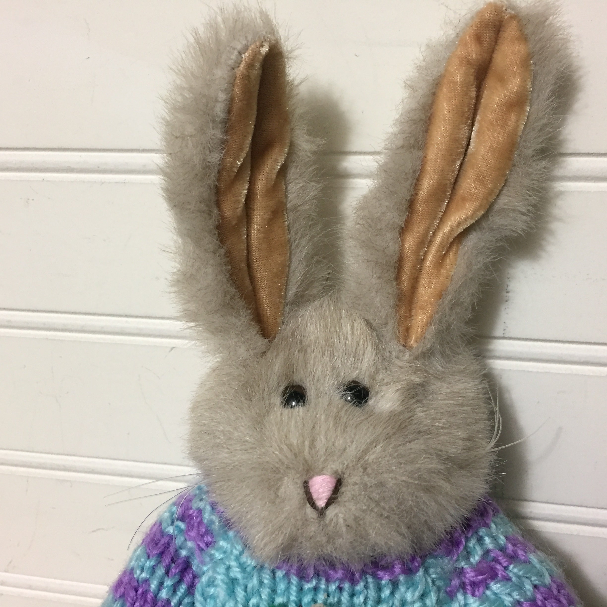 Chrisha Playful Plush Bunny Rabbit Carrot Sweater Vintage 1988