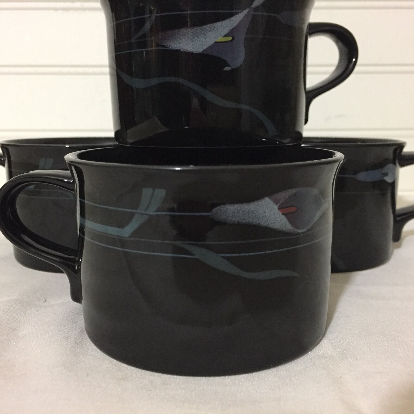 Mikasa Opus Black Coffee Cups Set of 4 Mugs Etsy
