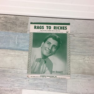 Rags to Riches Vintage Piano Sheet Music, Tony Bennett