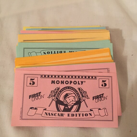 VINTAGE 1997 Monopoly Nascar Collector's Edition Money-Houses-Hotels 