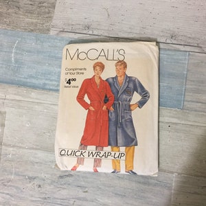 Vintage McCall&#39;s Sewing Pattern 0011 His and Hers Robes S-XL, Uncut