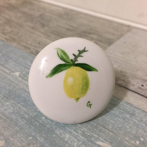 Lemon Fruit Ceramic Cabinet Knob Drawer Pull