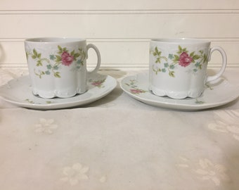 Vtg Rosenthal Classic Rose Collection Teacup and Saucer Sets, Blue Flowers