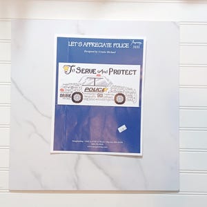 To Serve and Protect Cross Stitch Pattern Chart Leaflet Police Law Enforcement Deputy Car