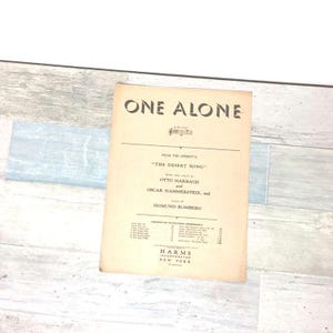 One Alone Vintage Piano Sheet Music, The Desert Song, Harbach and Hammerstein