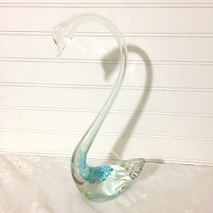 Hand Blown Art Glass Swan 12" Figurine