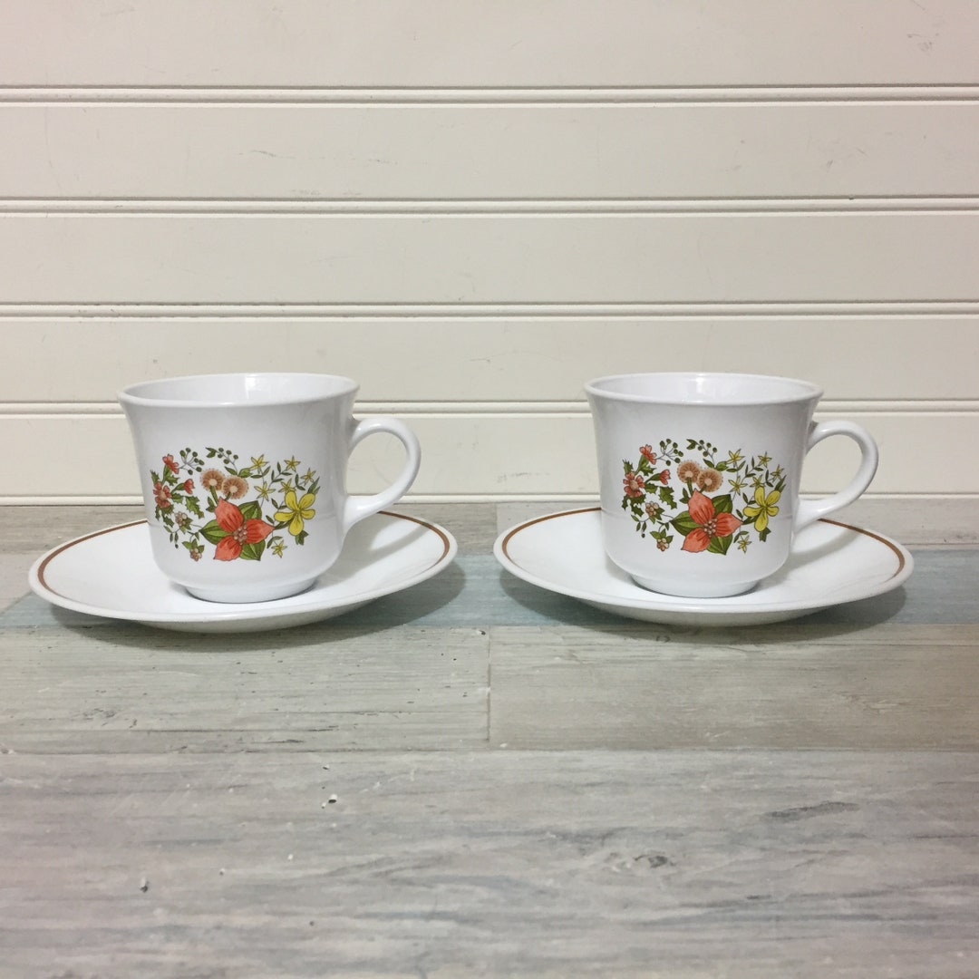 Corelle Indian Summer Coffee Cups, 6 Oz Mugs and Saucers Set Etsy