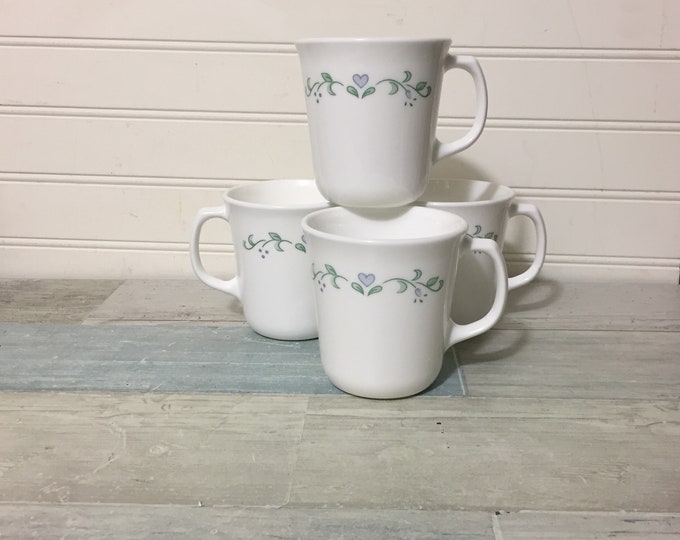 Corelle Corning Country Cottage Coffee Cups 8 Oz Mugs Set of 4 Corelle
