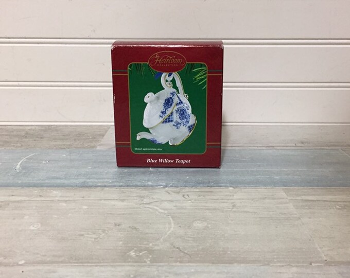Vintage Carlton Cards Blue Willow Teapot Ornament Etsy